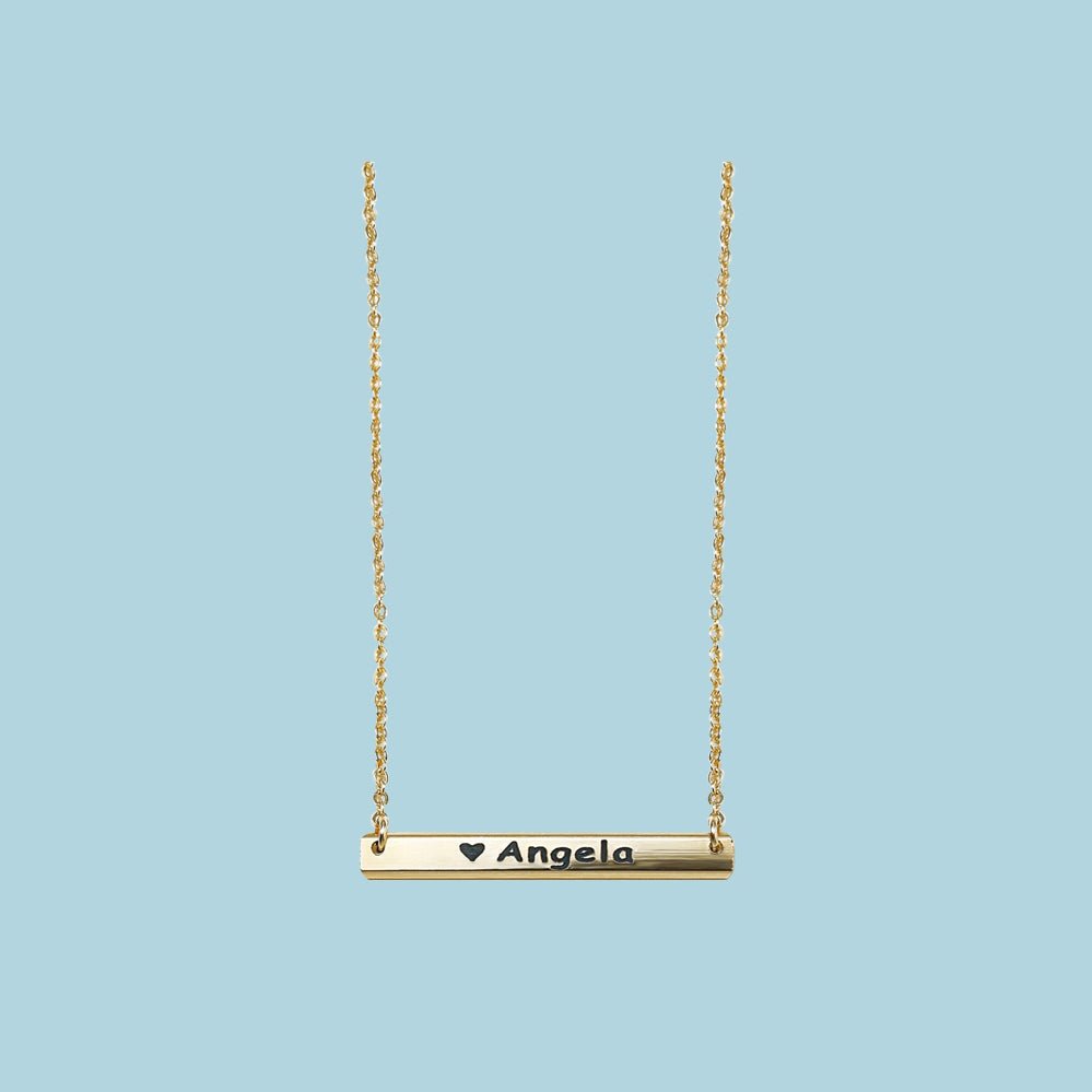 14K gold wrapped one word square engraved customized letter necklace - glwave