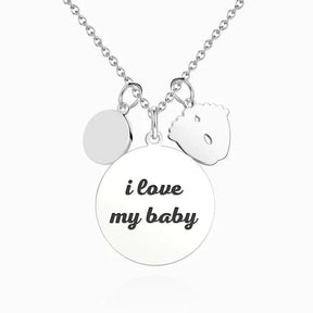 Baby Photo Engraved Tag Necklace with Engraved Silver - glwave