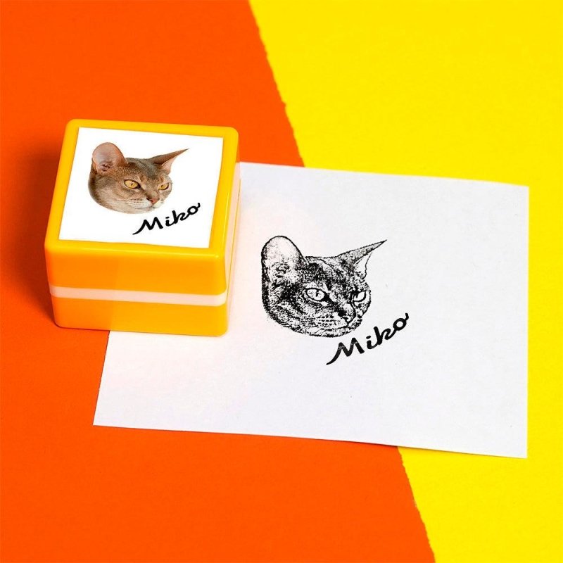custom pet portrait stamp – Cats With Their Tongues Out