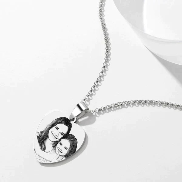 GLWAVE's Custom Engraved Necklace - "Badge Of Love" - glwave