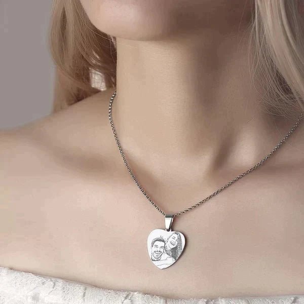 GLWAVE's Custom Engraved Necklace - "Badge Of Love" - glwave