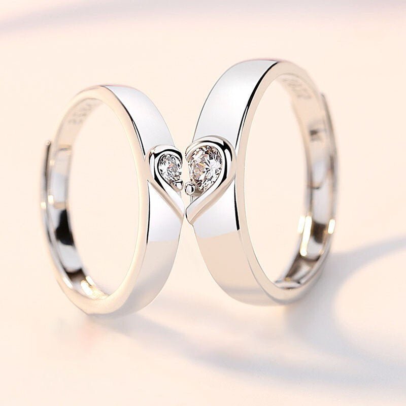 Heart Couple Ring- 2 Pieces - glwave
