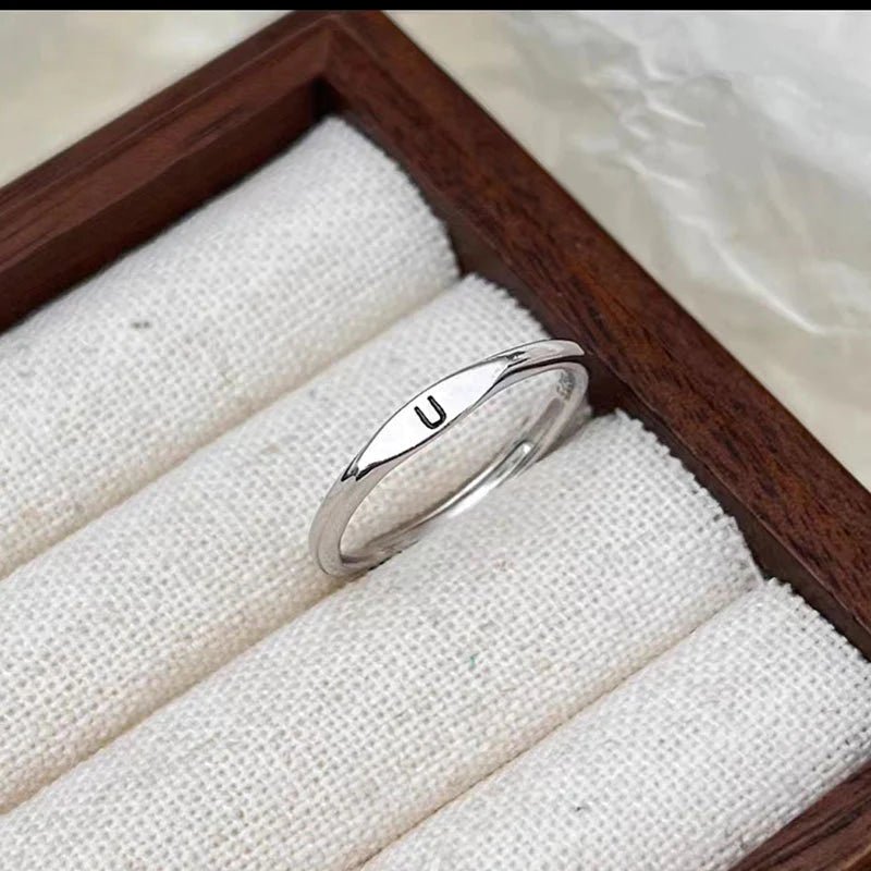 Minimalist Pure Silver Letter Ring- 1 Pieces - glwave