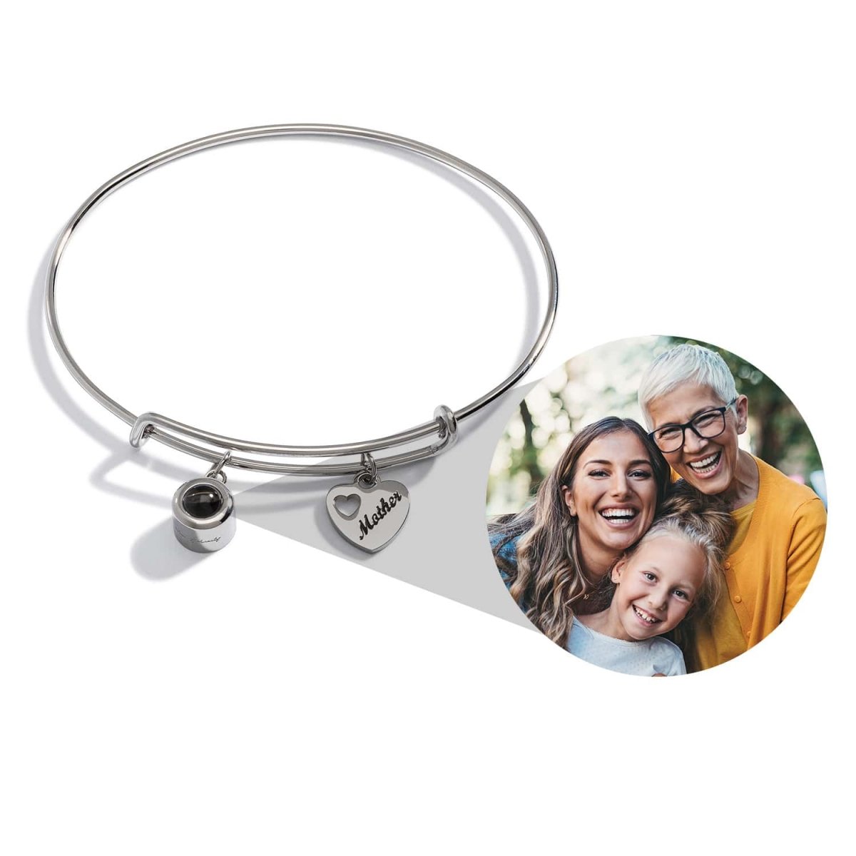 Personalized Photo Bangle With Mother Charm - glwave
