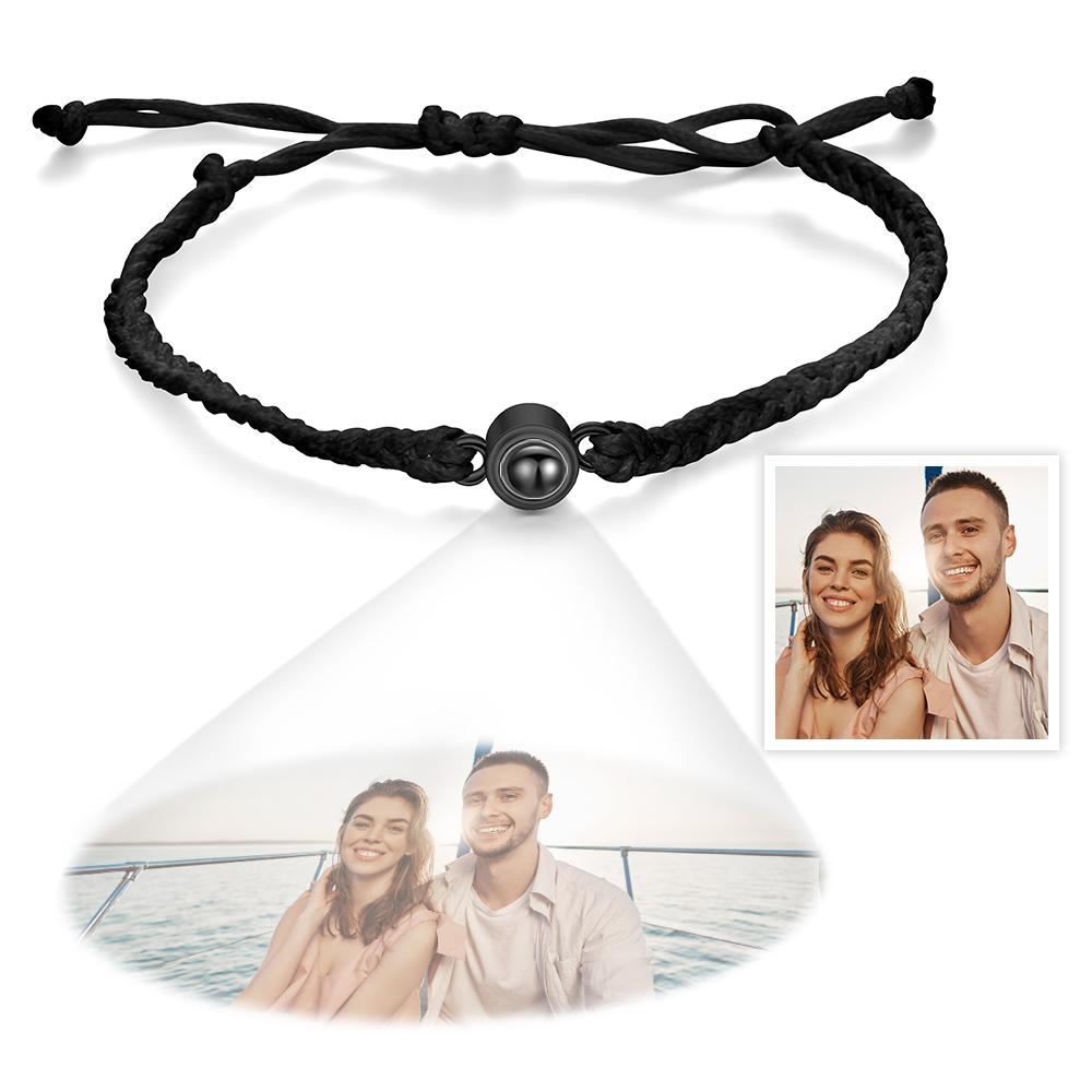 Personalized Photo Projection Couple Bracelet Braided Rope Bracelet Best Gift For Anniversary and Couple - glwave