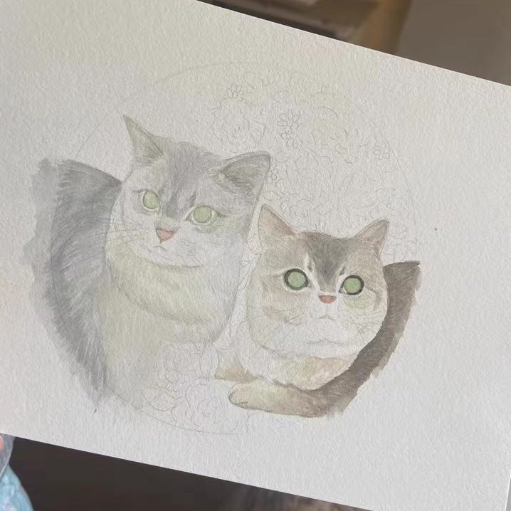 Pets Hand-Painted Watercolor Painting - glwave