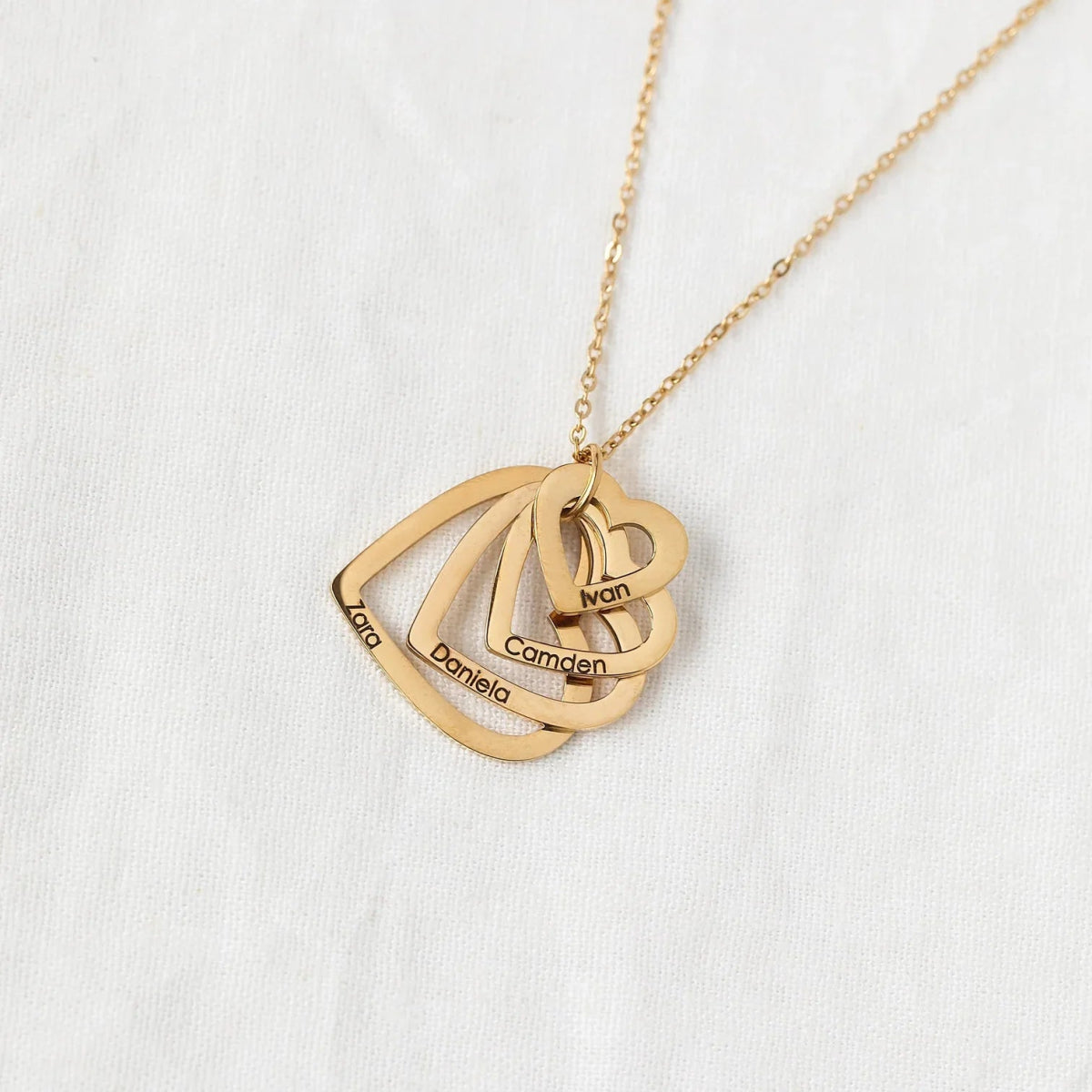Stacked Hearts Name Necklace in 18K Gold Plating - glwave