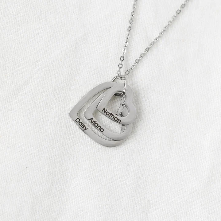 Stacked Hearts Name Necklace in 18K Gold Plating - glwave