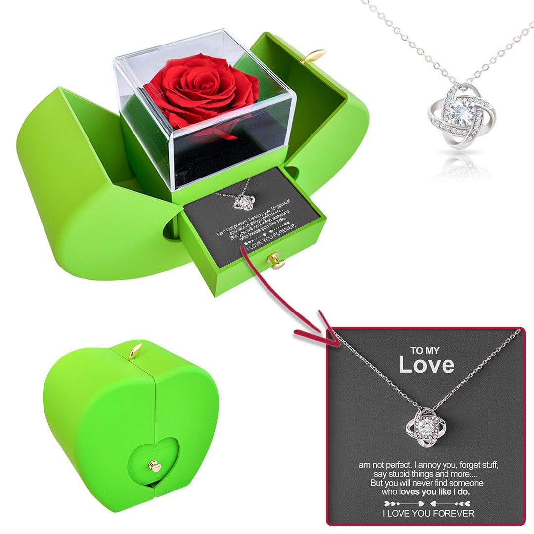 Sterling Silver Necklace - With Real Rose - To My Love - glwave